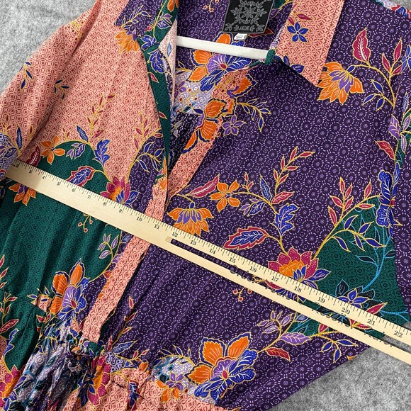 Johnny Was Jumpsuit Small Silk 1001 Nights Floral Boho Long Sleeve Straight Leg - Picture 7 of 11